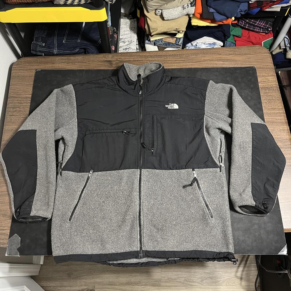 The North Face Denali Fleece Jacket Mens 2XL Gray Black Polartec Windbreaker